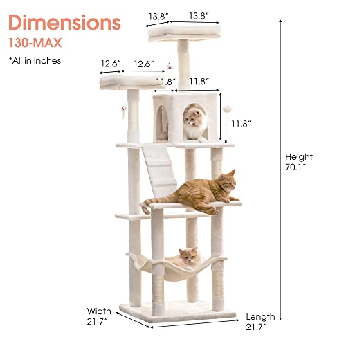 70.1 Inch Large Cat Tree (70.1 in / Beige)