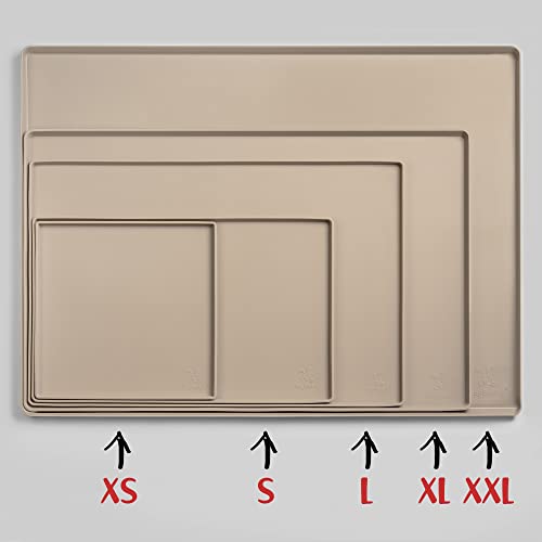 Dog Food Mat Waterproof Dog Bowl Mat for Food and Water (28"L x 18"W / Taupe)