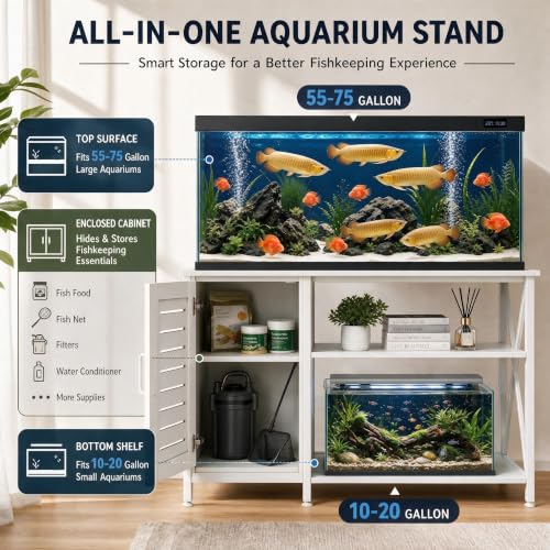 55 75 Gallon Fish Tank Stand (White / 55-75 Gallon)