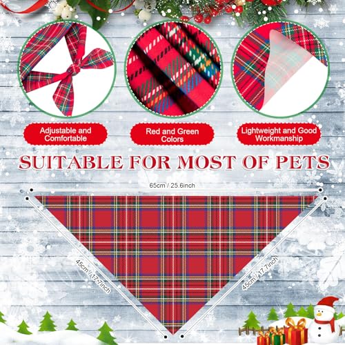 50 Pcs Christmas Red and Green Plaid Dog Bandanas Bulk for Large (Red Green Plaid / 31.5 x 21.7 x 21.7 Inch)