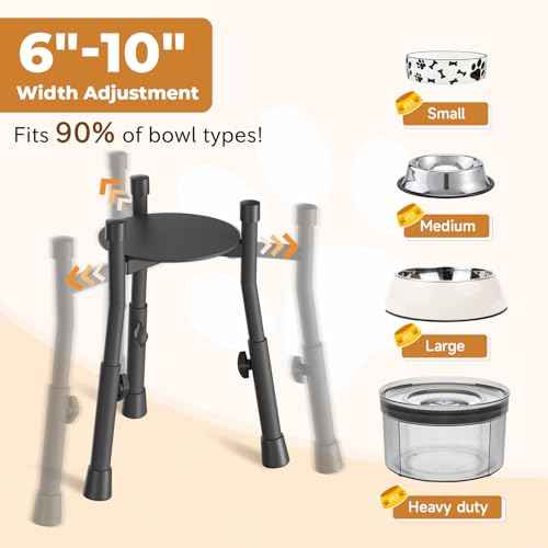 Elevated Dog Bowl Stand for Large Medium Breeds (Black-Taller 4 Heights 2 Pack)