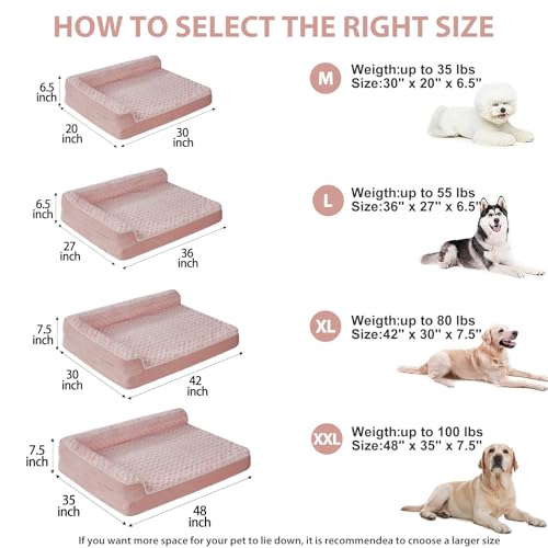 Orthopedic Washable Dog Bed (Pink / 48.0"l x 35.0"w x 7.5"th)