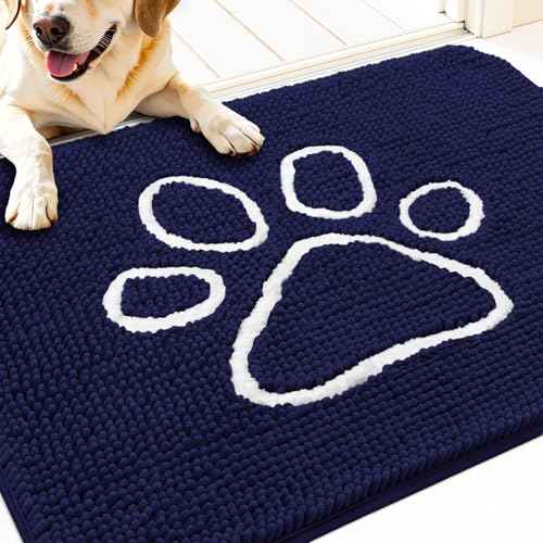 Dog Door Mat for Muddy Paws 32x20 (Navy Blue / 32" X 20")