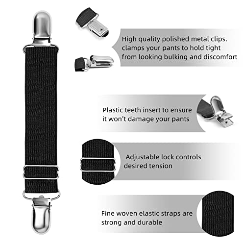 8pcs Adjustable Boot Straps Pant Stirrups Clips Boot Clips for Women and Men Motorcycle Biker Smooth Jeans Trousers Bed Sheets (8pcs Black)