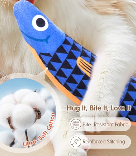 Cat Toys with[5000mg A+Natural Catnip &Silvervine] [Baby Grade] Interactive Soft Chew Kicker Cat Toys for Indoor Cats & Kittens (Blue+Red)