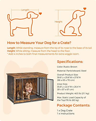 38" Dog Crate Furniture (Rustic Brown / 38.6"L x 25.6"W x 27.6"H)