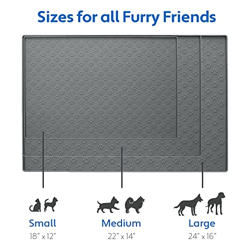 100% Waterproof Dog Food Mat (Gray / 22"L x 14"W)