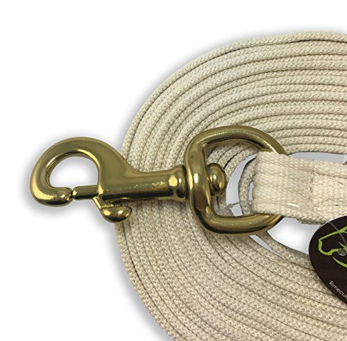 Lunge Line for Horses Cotton Horse Lunge Line with Bolt Snap & Rubber Stop (White / 24')