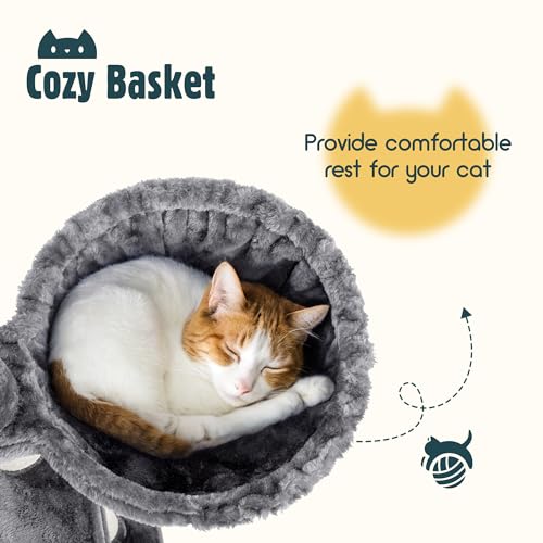 65in Multi Level Large Cat Tree Tower for Indoor Kitties (Grey)