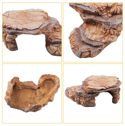 Turtle Basking Climbing Platform Resin Basking Platform for Turtles Aquarium Fish Tank Ornament Reptile Climbing Ramp Decorations Tortoise (9.45X6.69X3.15in)