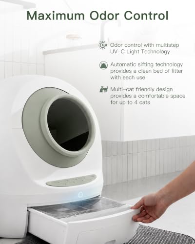 Casa Leo Automatic Self Cleaning Cat Litter Box Bundle with App Control (Green)