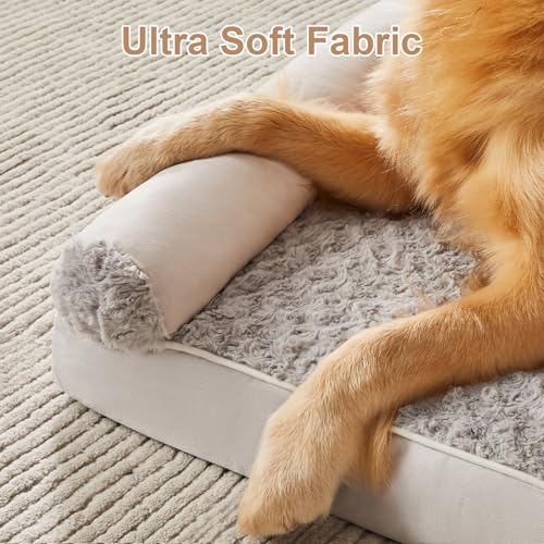 Orthopedic Washable XXL Dog Bed for Senior Dog Cozy Sleep (48"l x 35"w x 7"th / Light Grey)