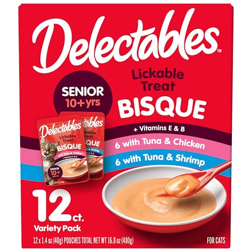 Lickable Treat Bisque Senior 10+ Wet Cat Treat Variety Pack (1.4 Ounce (Pack of 12))
