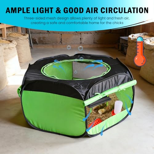 Brooder Box for Chick Starter Kit with 10x 12” Brooder Heating Plate (Chicken Brooder Tent Bundles,Green)