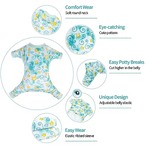 Small Dogs Outfit Soft Puppy Onesies Pjs Dog Pajamas Pet Coat Cat Apparel Comfy Doggie Jumpsuit Bodysuit for All Seasons (Star / Medium)