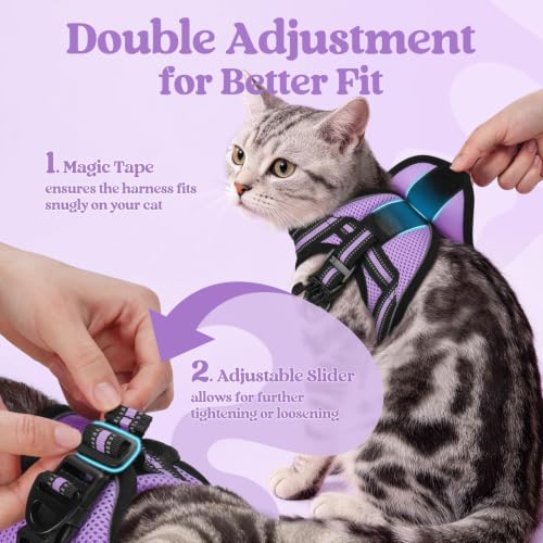 Cat Harness and Leash Set (M / Light Purple)