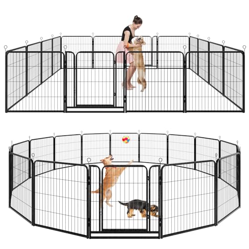Dog Playpen Outdoor Extra Wide 16 Panels Heavy Duty Dog Fence 32" (32"W x 32"H)