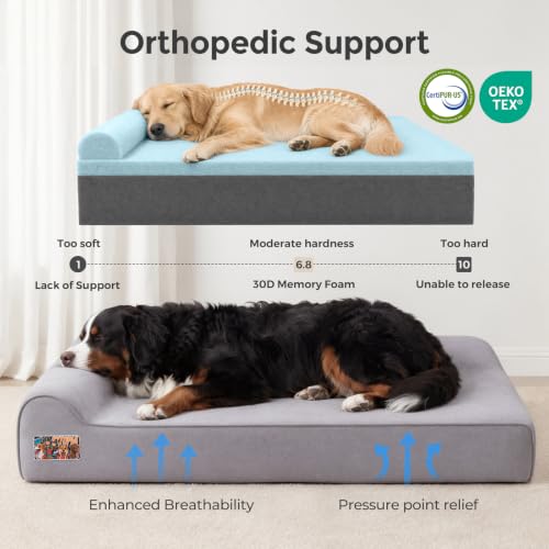 Orthopedic Dog Beds for Large Dogs (X-large / Grey)