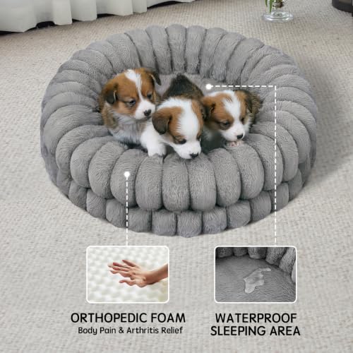 Luxury Donut Dog Bed (24.0"L x 24.0"W x 6.5"Th / Gray)