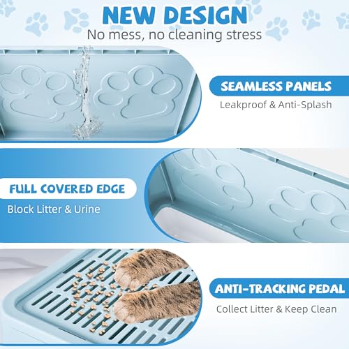 Covered Cat Litter Box (Blue)