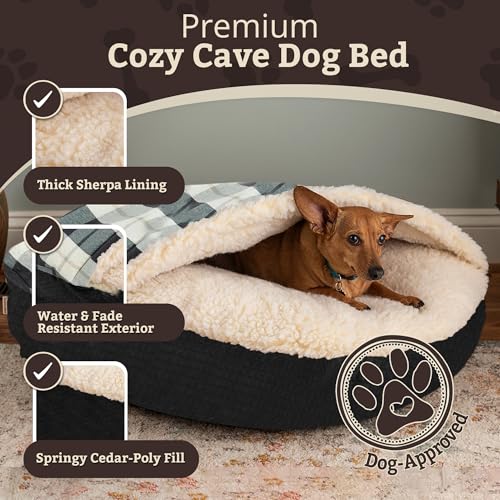 Cozy Cave Dog Bed (45.0"L x 45.0"W x 8.0"Th / Barkley Black Diamond)