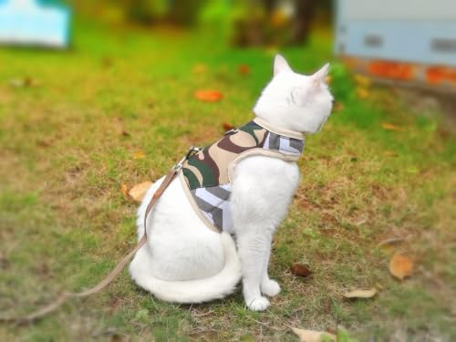 Cat Harness and Leash Set Escape Proof (Jungle Camouflage / Xxl 19-26 lbs)