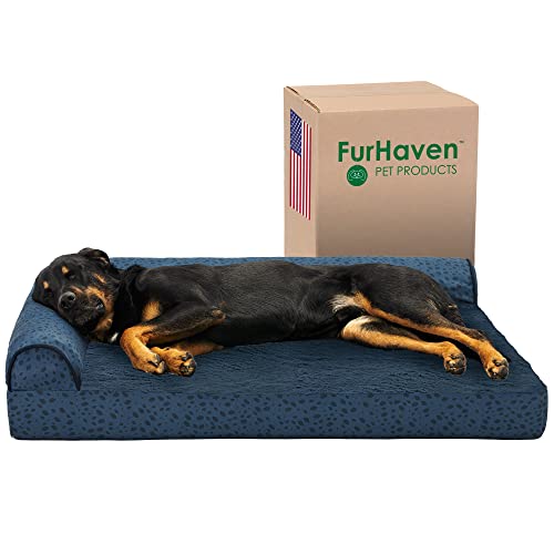 Cooling Gel Dog Bed for Large Dogs w (Jumbo / (Plush & Almond Print) Blue Almonds)