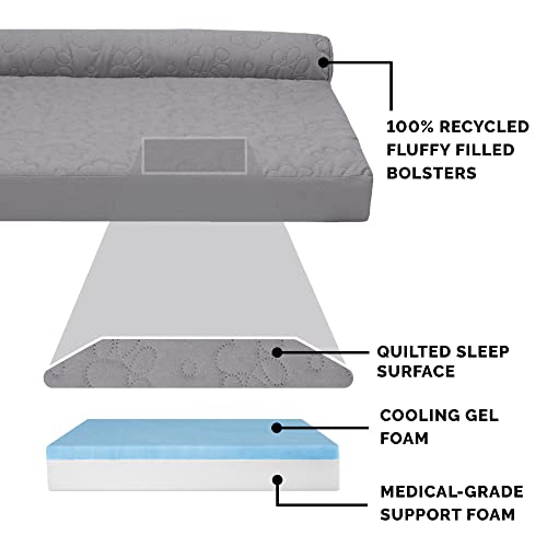 Cooling Gel Dog Bed for Large (Large / (Quilted Paw) Titanium)