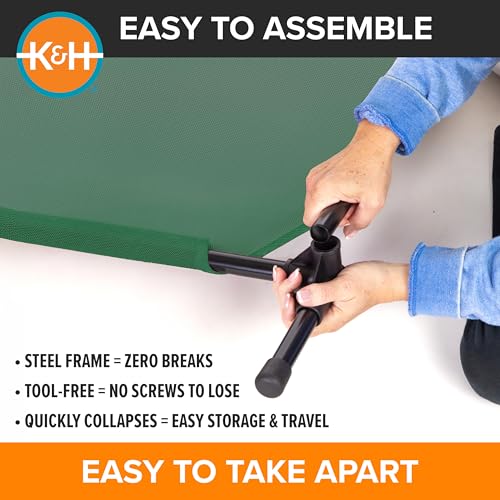 K&H Outdoor Elevated Dog Bed (Green Mesh / Medium 32"L x 25"W)