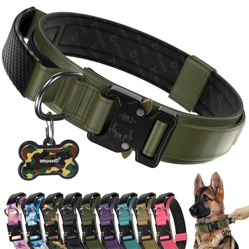 Premium Tactical Dog Collar (Army Green / M: Fits Neck 14.5"-18.5")