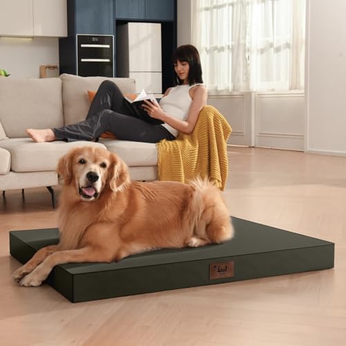 Large Waterproof Orthopedic Dog Bed with Egg Crate Foam (Brown / 41.0"L x 27.0"W x 3.5"Th)