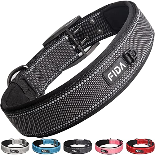 Heavy Duty Dog Collar for Large Dogs with Metal Belt Buckle (X-Large(24"-28") / Black)