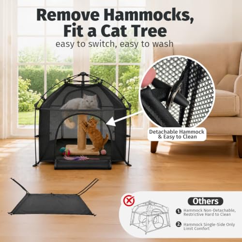 Catio Outdoor Cat Enclosure Pop up Cat Tower Tent (L Square / Large, 28.4" x 28.4" x 27"H)