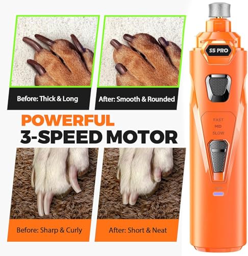 Whisper Quiet Dog Nail Grinder Safe & Stress (Orange)