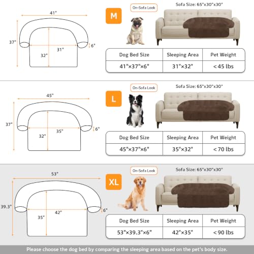 Calming Dog Bed Fluffy Plush Dog Mat for Furniture Protector with Removable Washable Cover for Large Medium Small Dogs and Cats (Coffee / 53.0"L x 39.3"W x 6.0"Th)