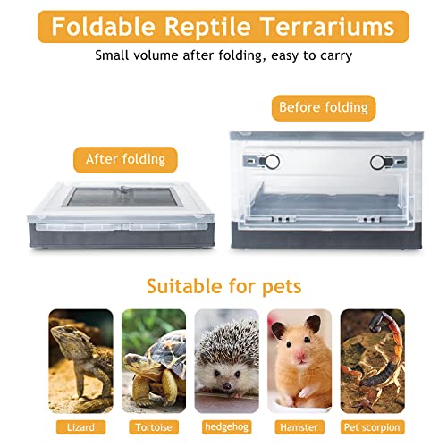 Portable Foldable Terrarium Kit with Wheels for Reptiles Medium (Black)