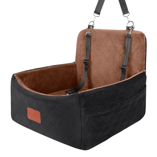 Dog Car Seat for Small Dogs Under 30lbs (Black/Brown / Small)