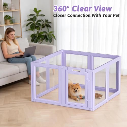 DIY Clear Acrylic Dog Playpen House (Purple / 23.6"H)