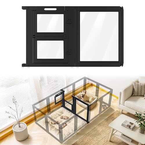 Add On Whelping Gate & Panel for AuraSpace Acrylic Indoor Dog Playpen (Black / 30"H)