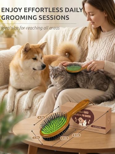Pin & Bristle Pet Brush for Dogs & Cats (Black Boar Bristle & Pin Brush)