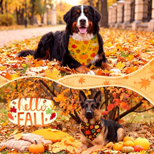 50 Pcs Fall Dog Bandanas Bulk for Autumn Soft Bibs Adjustable (Fall Plant / 31.5 x 21.7 x21.7 Inch)