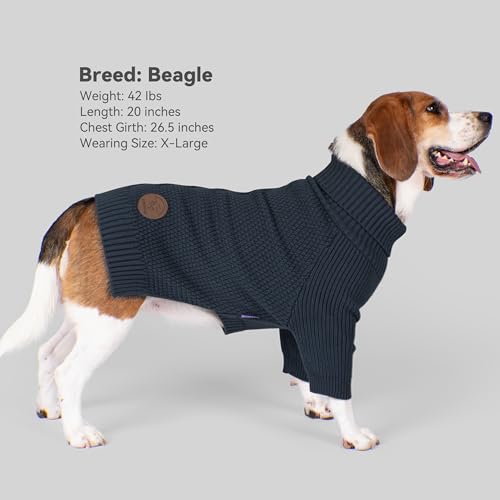 Dog Sweater Long Sleeve Warm Knitted Sweaters for Small Dogs Boy (1# Navy / Large)