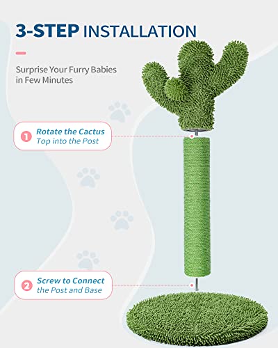 Made4Pets Tall Cactus Cat Scratching Post for Large Indoor Cats (Large - 33.9")