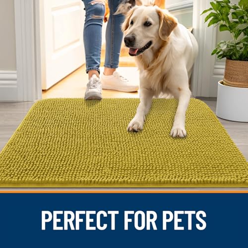 Dog Door Mat for Muddy Paws 30x20 (Mustard Yellow / 30" X 20")