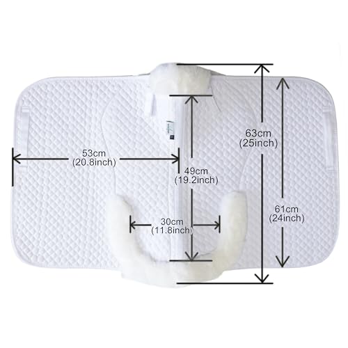 Dressage Saddle Pad Sheepskin Trim Lambskin Wool Fleece White (White/Ivory)