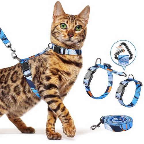 Cat Harness and Leash Set (Hawaii Blue / Small (4-10 lb))