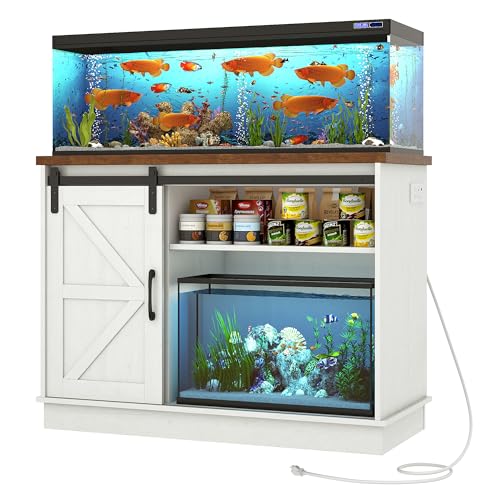 Farmhouse 30 40 Gallon Fish Tank Stand w (Rustic White / 30-40 Gallon)