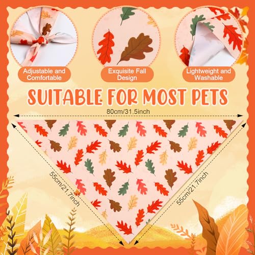 50 Pcs Thanksgiving Fall Dog Bandanas Bulk Pumpkin Maple Leaves Autumn Bandanas for Bibs Adjustable Scarf for Small Medium Large Pets Cats Costume (Leaves Pattern / 31.5 x 21.7 x21.7 Inch)