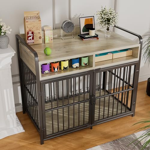 Large Dog Crate Furniture with Drawers Storage (Brown / 40.6"L x 23.6"W x 33.5"H)