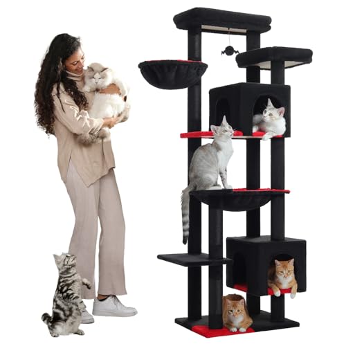 69" Gothic Cat Tower with Hammock & Scratching Posts (Black / 69 Inches)